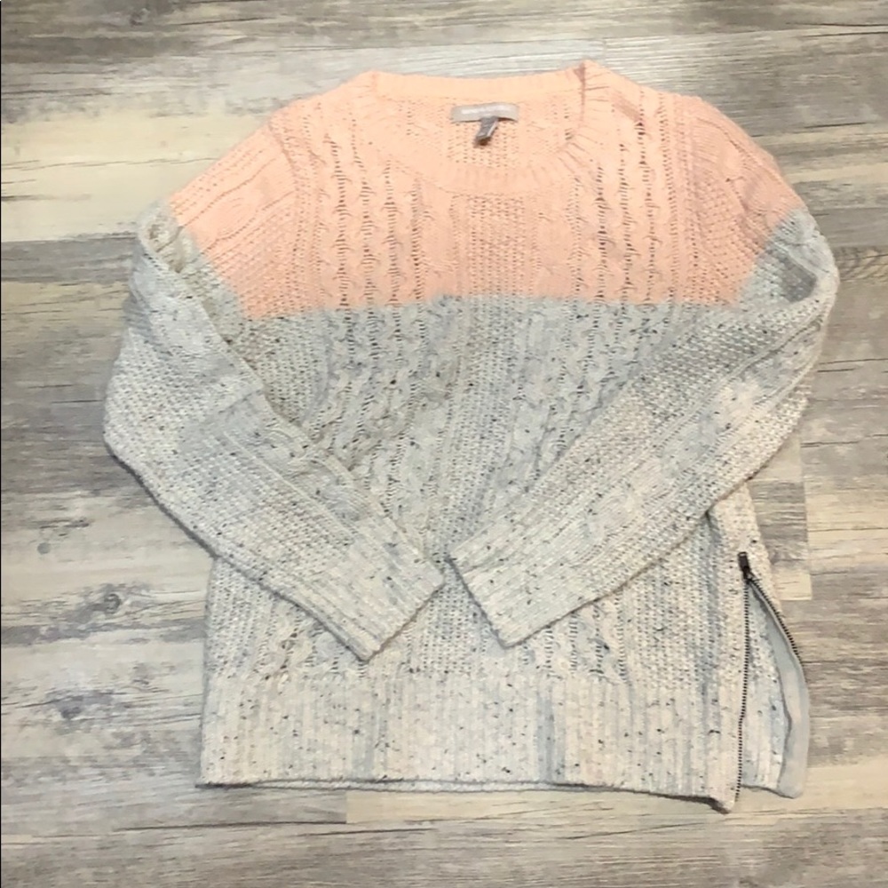 Color Block Sweater with zippered detail